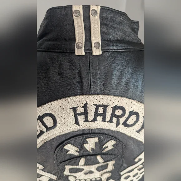 Vintage Ed Hardy Leather Skull Live To Ride Motorcycle Jacket - Picture 4 of 16